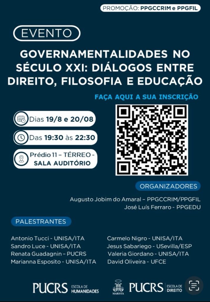 GOVERNAMENTALIDADES NO SÉCULO XXI: DIÁLOGOS ENTRE DIREITO, FILOSOFIA E EDUCAÇÃO